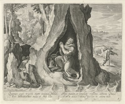 H. Johannicius van Bithynië als kluizenaar (serie titel: Heiligen en kluizenaars) door Jan van Londerseel