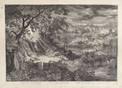 Landschap met Christus in de hof van Gethsemane door Jan van Londerseel