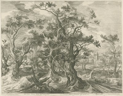 Landschap met een door een leeuw verscheurde profeet uit Juda door Jan van Londerseel