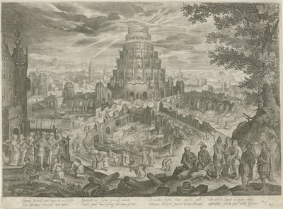 Nimrod laat de Toren van Babel bouwen door Jan van Londerseel