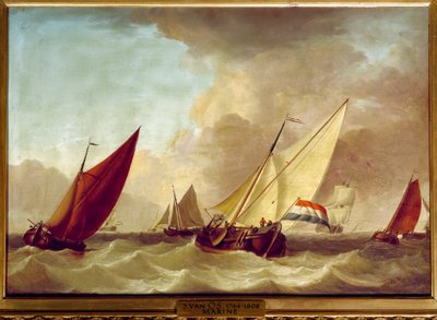Marine Schilderij door Jan van Os (1744-1808) 18e eeuw Dim. 0,52x0,73 m door Jan van Os