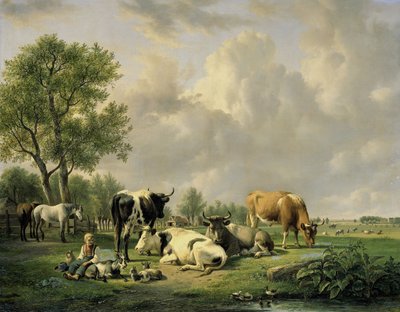 Weide met dieren door Jan van Ravenswaay