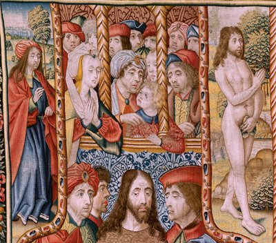 Vlaamse wandtapijt. Serie Episodes uit het Leven van de Maagd. De profetieën worden vervuld bij de geboorte van Christus. Eerste wandtapijt in de serie. Modellen Toegeschreven aan Jan van Roome (of van Brussel). door Jan van Roome