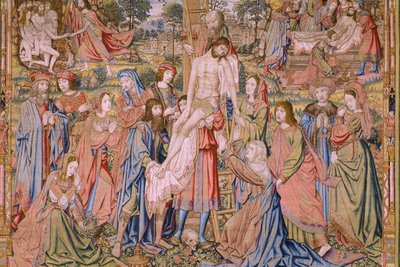 Vlaamse wandtapijt. Serie De passie van Christus: Kruisafneming. Fabrikant Pieter van Aelst. Cartonist Jan van Roome. Ca 1507-1520. (detail) door Jan van Roome