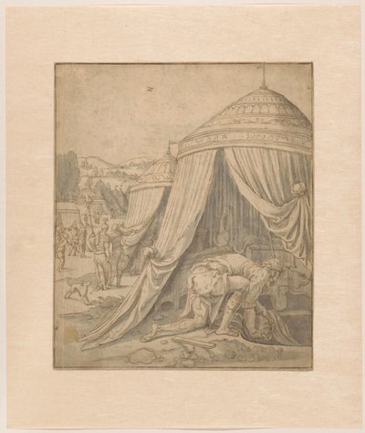 Acham begraaft het gestolen goed door Jan van Scorel (school of)