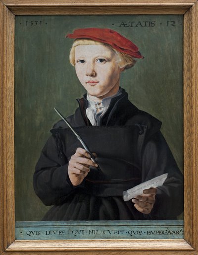 Portret van een jonge schooljongen door Jan van Scorel