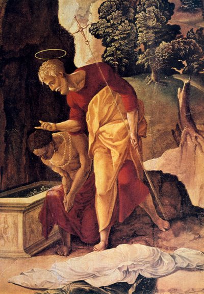 De Apostel Filippus Doopt de Eunuch, detail, 16e eeuw door Jan van Scorel