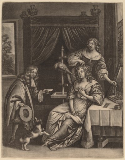 Jongen die een Brief aan een Vrouw Bezorgt door Jan van Somer