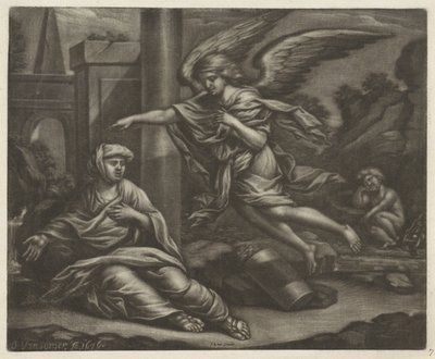 Hagar en Ismaël in de woestijn door Jan van Somer