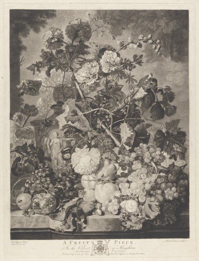 Een Stuk Fruit, gegraveerd door Richard Earlom, 1781 door Jan van after Huysum