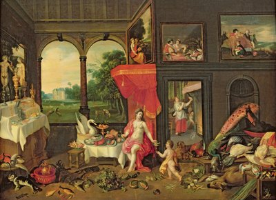 Allegorie van de Smaak door Jan van and Balen, Hendrik van Kessel