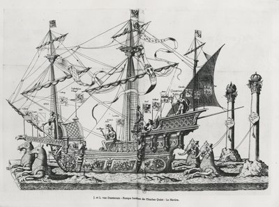 Triomfvaartuig bij de begrafenisstoet van keizer Karel V, 1559 door Jan van and Doetechum Doetechum the elder