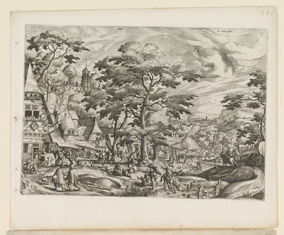 Landschap met dorpsscène door Jan van and Doetechum Lucas van and Bol Hans Doetechum the elder