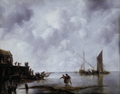 Vissersboten in een kalmte door Jan van de Capelle or Cappelle