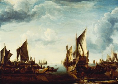 Het Bezoek van de Stadhouder, Prins Frederik Hendrik, aan de Vloot van de Staten-Generaal in Dordrecht in 1646, voor 1649 door Jan van de Capelle or Cappelle