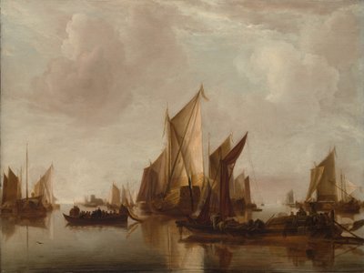 Een staatsjacht en andere vaartuigen in kalm water, ca. 1660 door Jan van de Cappelle