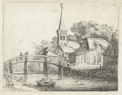 Landschap met houten brug door Jan van de Cappelle