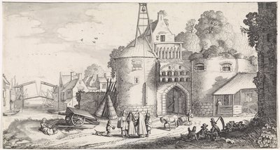 Figuren bij een stadspoort door Jan van de Velde (II)