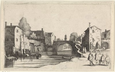 Gezicht op een kanaal in een stad door Jan van de Velde (II)