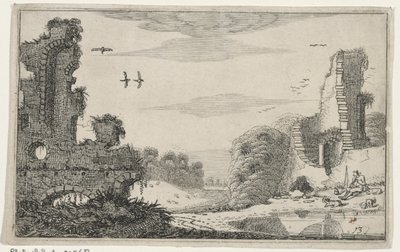 Herder bij een ruïne door Jan van de Velde (II)