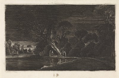 Landschap bij maanlicht door Jan van de Velde (II)