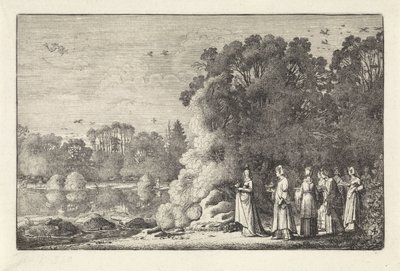 Landschap met Mercurius en Herse door Jan van de Velde (II)