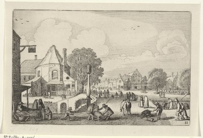 Marktdag in een stad door Jan van de Velde (II)