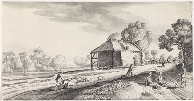 Wegsplitsing bij een watermolen door Jan van de Velde (II)