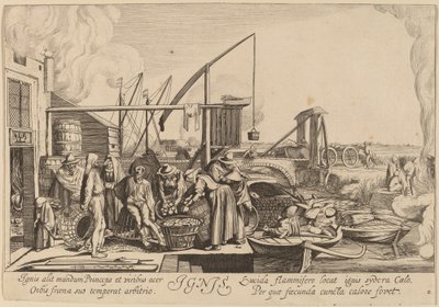 Vuur door Jan van de Velde II after Willem Buytewech