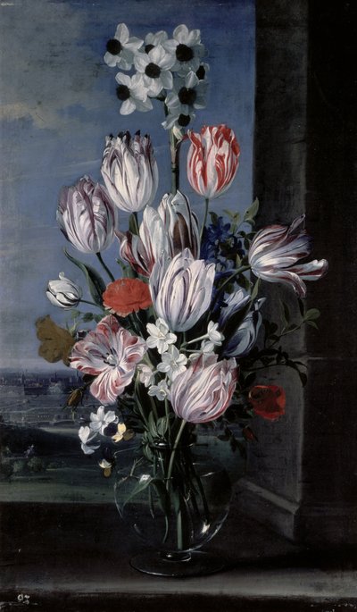 Bloemen in een kristallen vaas, 1652 door Jan van den Hecke