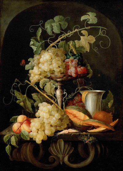 Stilleven met fruit door Jan van den Hecke