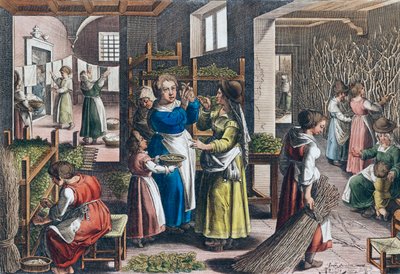 Zijdeproductie in Europa in de 16e eeuw door Jan van der (1523 1605) (after) Straet