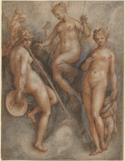 Drie Godinnen: Minerva, Juno en Venus, ca. 1587 door Jan van der Straet