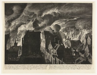 Het blussen van de zware brand aan de Elandsgracht, 1679 door Jan van der Heyden (attributed to)