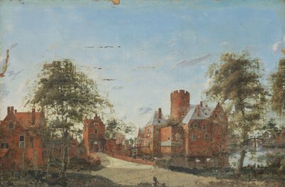 Kasteel Loenersloot aan de Angstel door Jan van der Heyden (manner of)