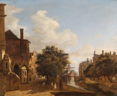 Architectonische fantasie, met het oude stadhuis, Amsterdam ca. 1667-72 door Jan van der Heyden