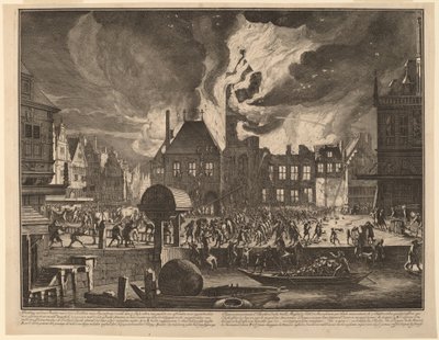 Brand van het Oude Stadhuis van Amsterdam door Jan van der Heyden