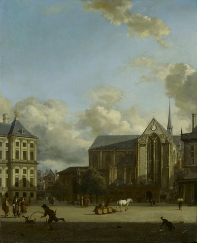 De Dam met de Nieuwe Kerk door Jan van der Heyden