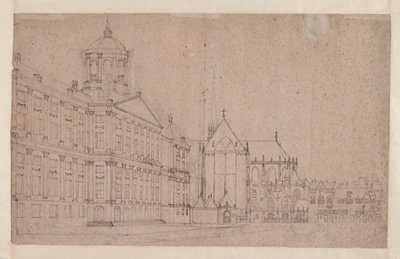 De Dam met het Nieuwe Stadhuis door Jan van der Heyden