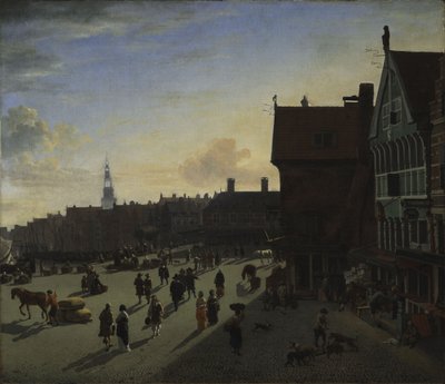 De Dam en Damrak, Amsterdam door Jan van der Heyden