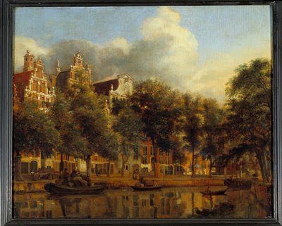 Zicht op de Herengracht in Amsterdam door Jan van der Heyden
