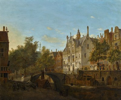 View of the Oude Delft with the Gemeenlandshuis door Jan van der Heyden