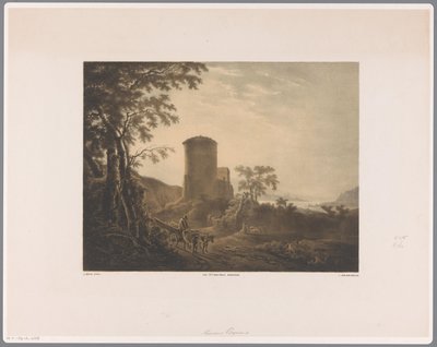 Italiaans landschap met ossenwagen door Jan van der Kaa