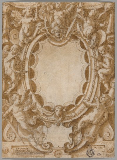 Ontwerp voor frontispice van de Zeven Deugden door Jan van der Straet
