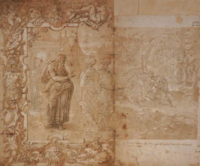 Tekening voor een wandtapijt met het verhaal van Ulysses en Diomedes door Jan van der Straet