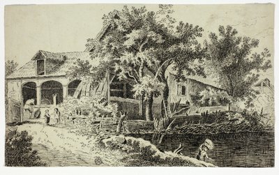 Molen bij de rivier door Jan van der Straet