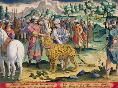 De Grote Koning van de Parthen jaagt met zijn tamme panters, plaat 9 uit 
