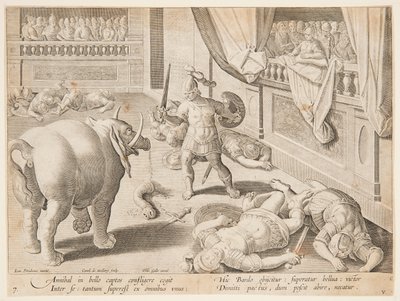 Een Romeinse Soldaat die vecht tegen een van Hannibal