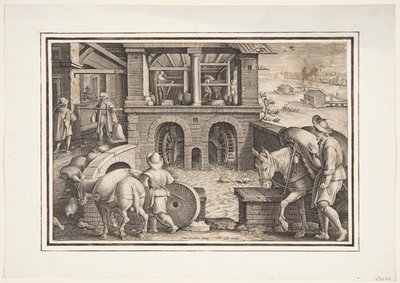 Een Watermolen door Jan van der Straet, called Stradanus
