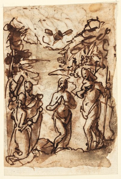 Doop van Christus en Pieta door Jan van der Straet, called Stradanus